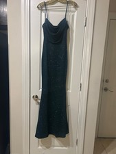 Windsor Emerald Green Sparkly Cowl Neck Formal Gown Size M Prom Evening Dress
