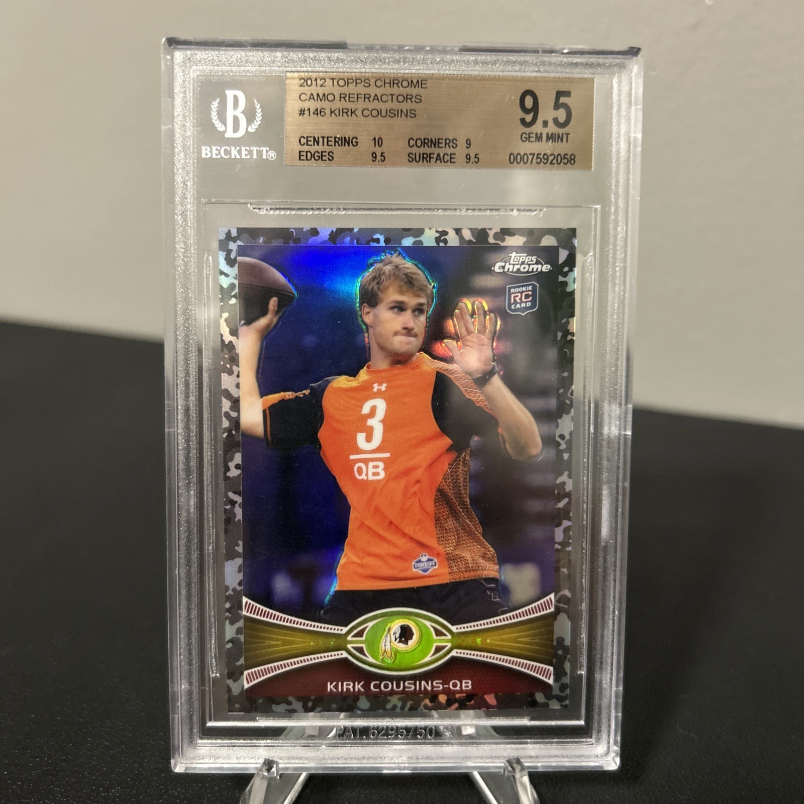 2012 Topps Chrome Camo Refractor Kirk Cousins Rookie /499 BGS Gem Mint 9.5