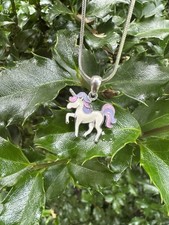 Little Girl Designer Unicorn Children Enamel Silver Necklace 16  Nickel Free
