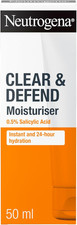 Neutrogena Clear and Defend Moisturiser 50 Ml, Oil-Free Daily Face Cream for Spo