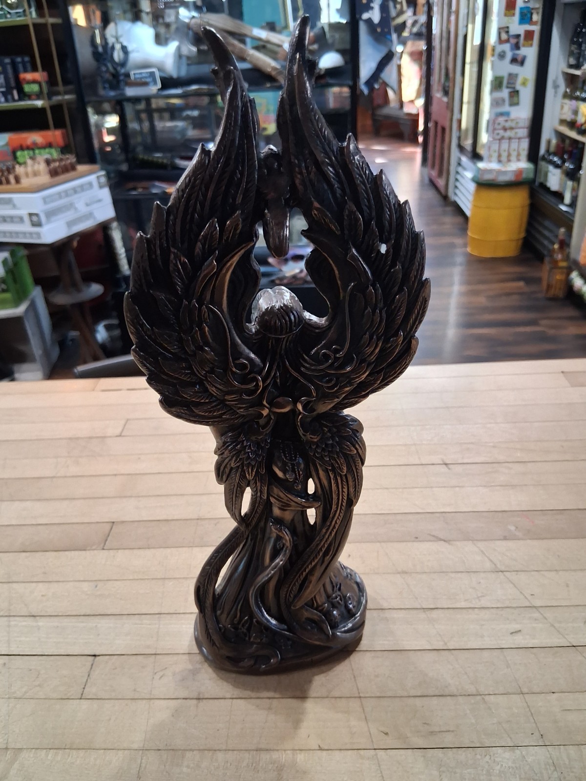 Morrigan Bronze Resin Statue – Celtic Goddess of War and Fate, 11" Winged Figure