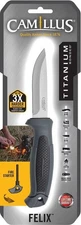 Camillus Felix Fixed Knife 3¾" Titanium 420 Steel Blade Injection Molded Handle