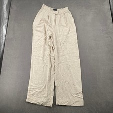 ASOS DESIGN Womens Beige Linen Blend Pleated Wide Leg Trousers Size US 6
