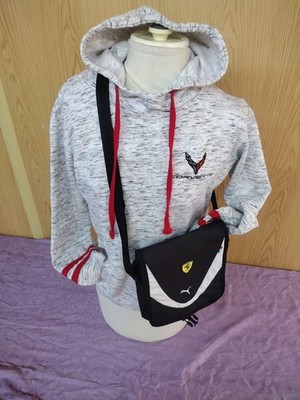 Corvette (J America) Hoodie Black Gray With Black Puma/Ferrari Shoulder Bag