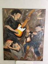 Bruce Springsteen Acrylic Art Painting 11x14. Mixed Media On Unframed Canvas 