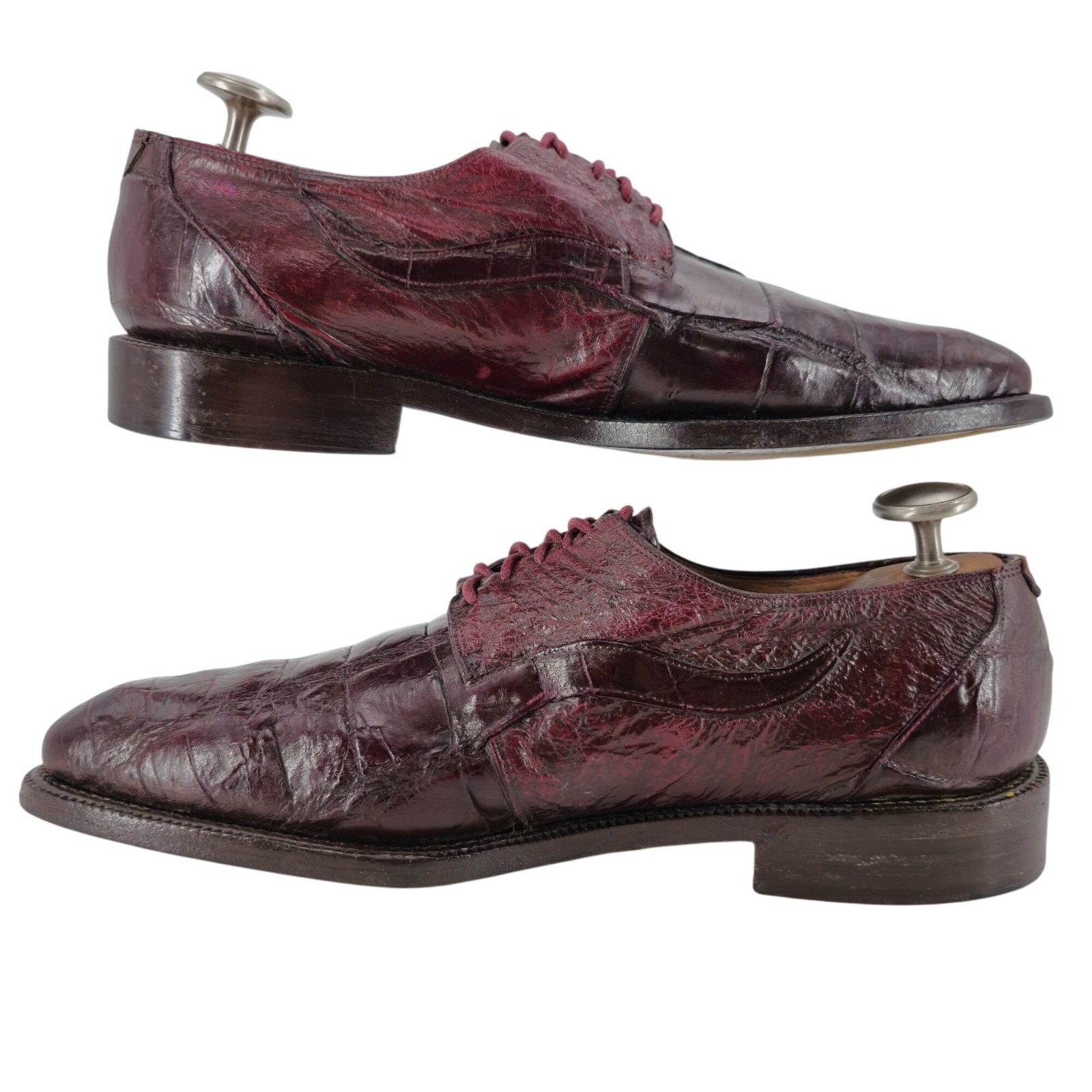 Vintage Mauri Burgundy Alligator Ostrich Exotic Dress Shoes 11.5M Derby Oxfords