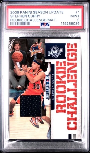 2009 PANINI SEASON UPDATE ROOKIE CHALLENGE MATERIALS #1 STEPHEN CURRY PSA 9