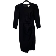 Eliza J Dress Pleated 3/4 sleeve black size 0