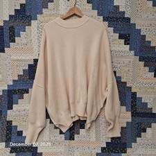 Free People Easy Street Tunic Sweater Light Beige Cream SZ L Oversized Slouchy