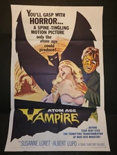 VTG Atom Age Vampire 1963 Original Movie Poster 1sh Horror Sci-fi B-Movie 27x41