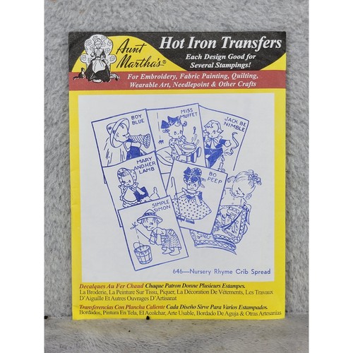 Aunt Martha's Hot Iron Transfers 646 Nursery Rhyme Crib Spread Embroidery