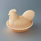 VTG Westmoreland Milk Glass Rooster Split Tail  on a Nest / Farmhouse