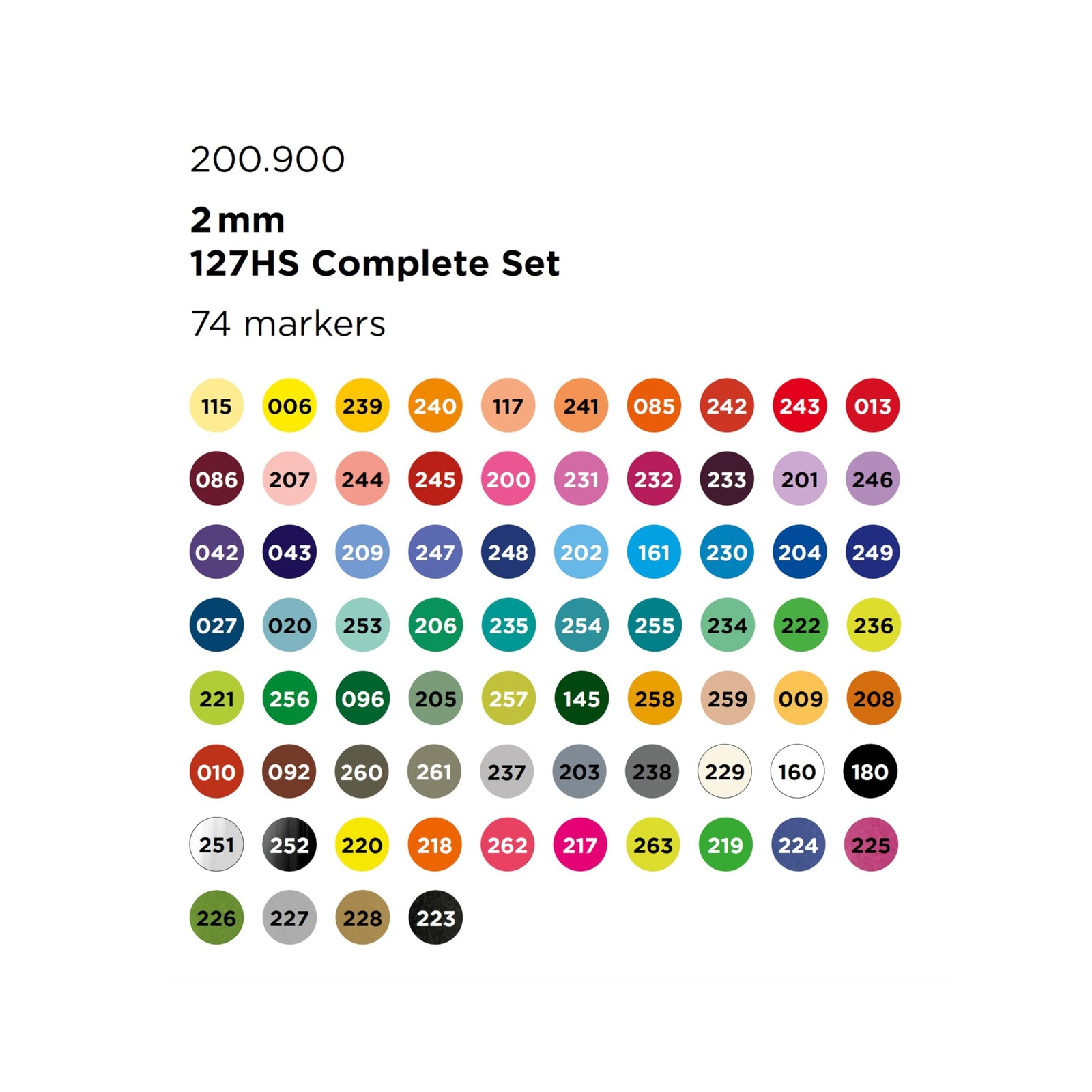 Molotow 74-Color One4All 2mm Acrylic Pump Marker 127HS Complete Set, Assorted...