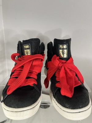 PUMA Ape King Men's Mid Top Sneakers Black Red White Lace Up Rubber (EUC)