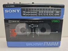 Sony Walkman WM-F15 Portable Cassette Tape & Radio Player Rare Blue Needs Belt