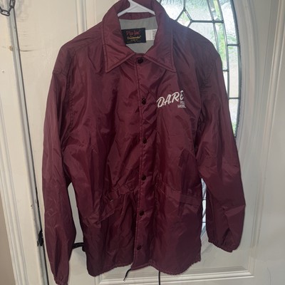 D.A.R.E Embroidered Windbreaker Jacket, Mens Sz Medium Full Button  Pla-jac