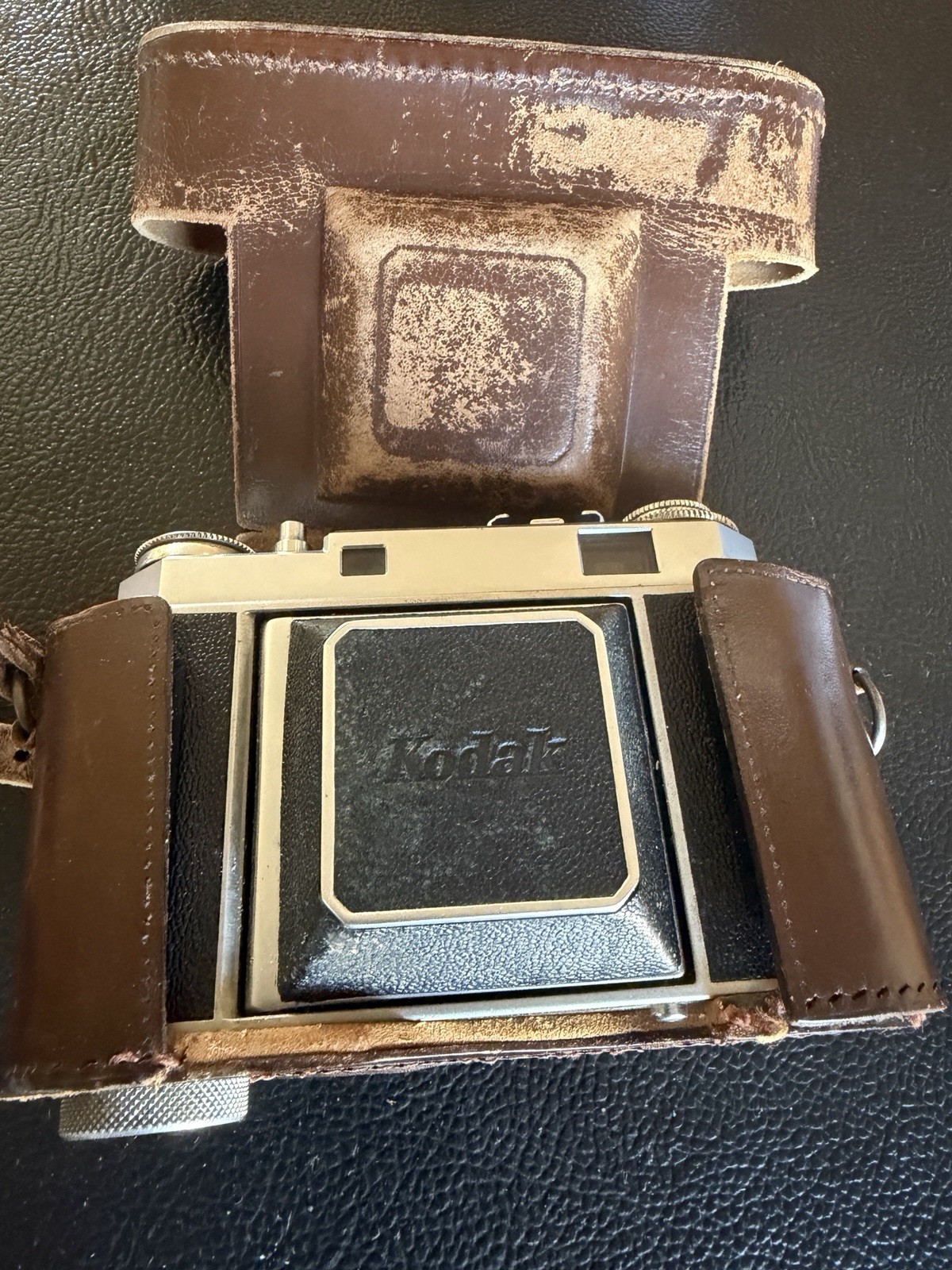 Kodak Retina IIa Black Silver Brown Rangefinder Camera with Brown Case