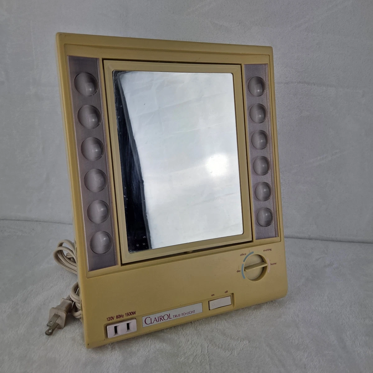 Vintage Clairol True-To-Light VII LM-7 Lighted Makeup Mirror 4 Settings Working!