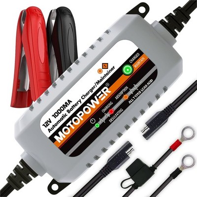 MOTOPOWER MP00205B 12V 1A Automatic Battery Charger Maintainer Desulfator