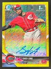 2018 Bowman Chrome Rookie Autograph Gold Shimmer Shed Long RC Auto /10