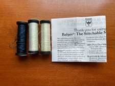 Lot 3 Kreinik Balger Metallics Partials -Dark Blue Fine Braid 018HL, 2 Pearl 032