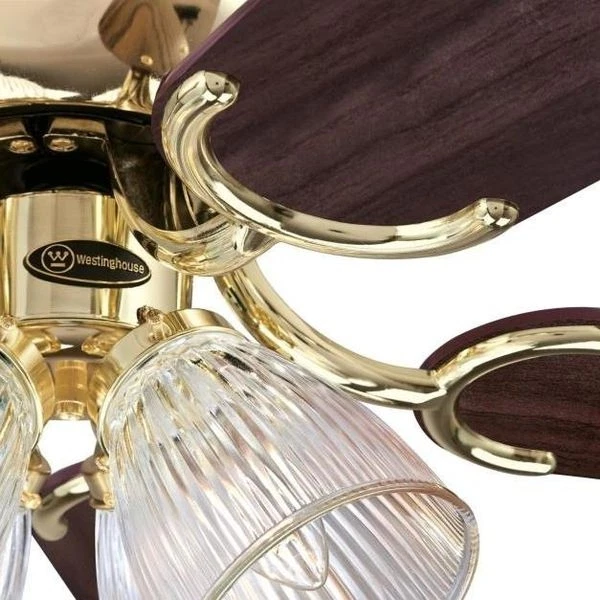 Westinghouse 52" Polished Brass Finish Walnut/Oak Reversible Blade Ceiling Fan - Image 4 of 4
