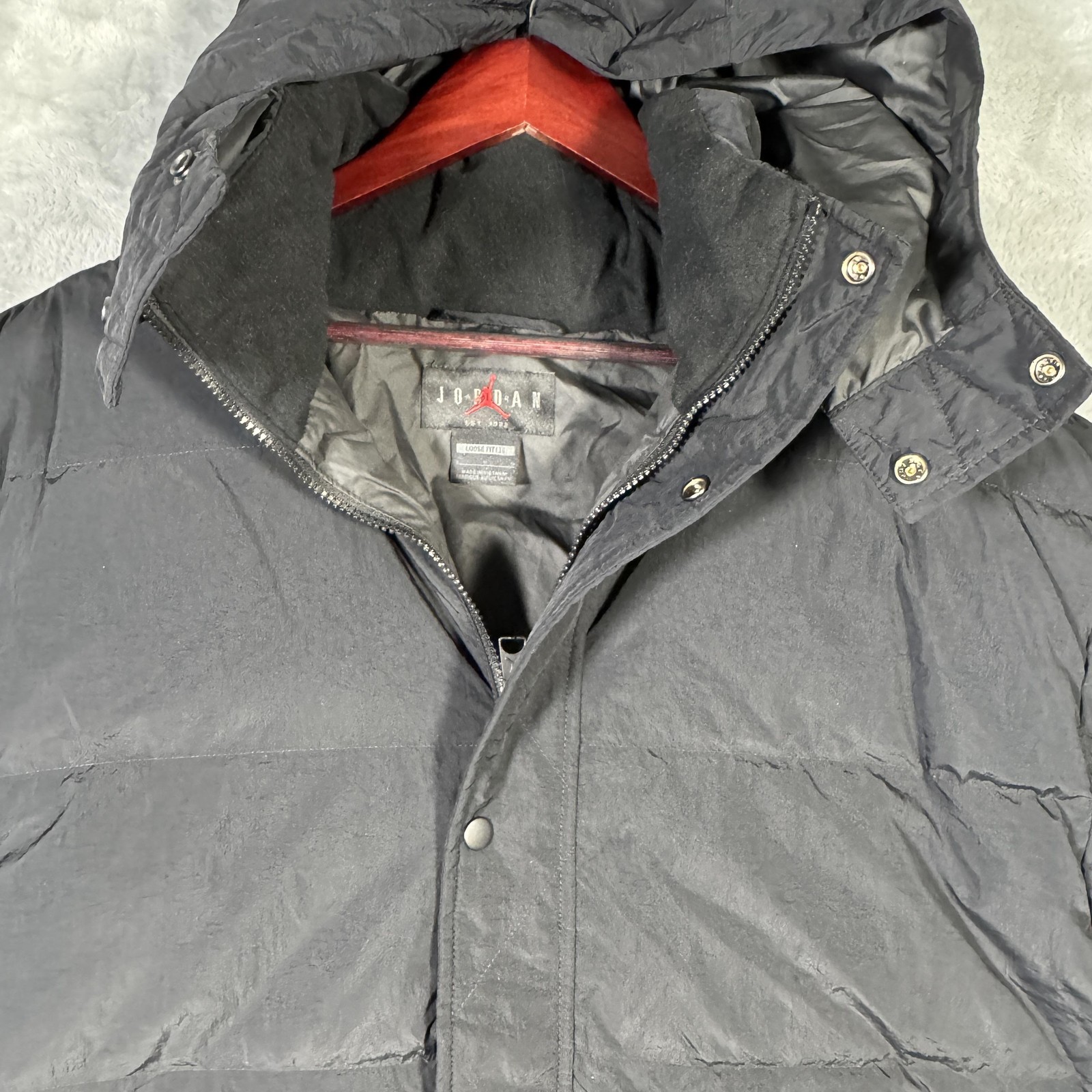 Jordan Parka Coat Womens Large Black Down Puffer Flight Hooded Long Nike Jacket thumbnail 3