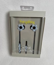 Heyday Wired Earbuds w/ Microphone 3.5mm Aux Jack Headphones Blue Flower NEW 