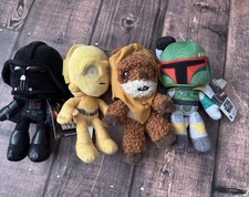 Star Wars Plush Lot Darth Vader Boba Fett C-3PO Ewok 9  Mattel