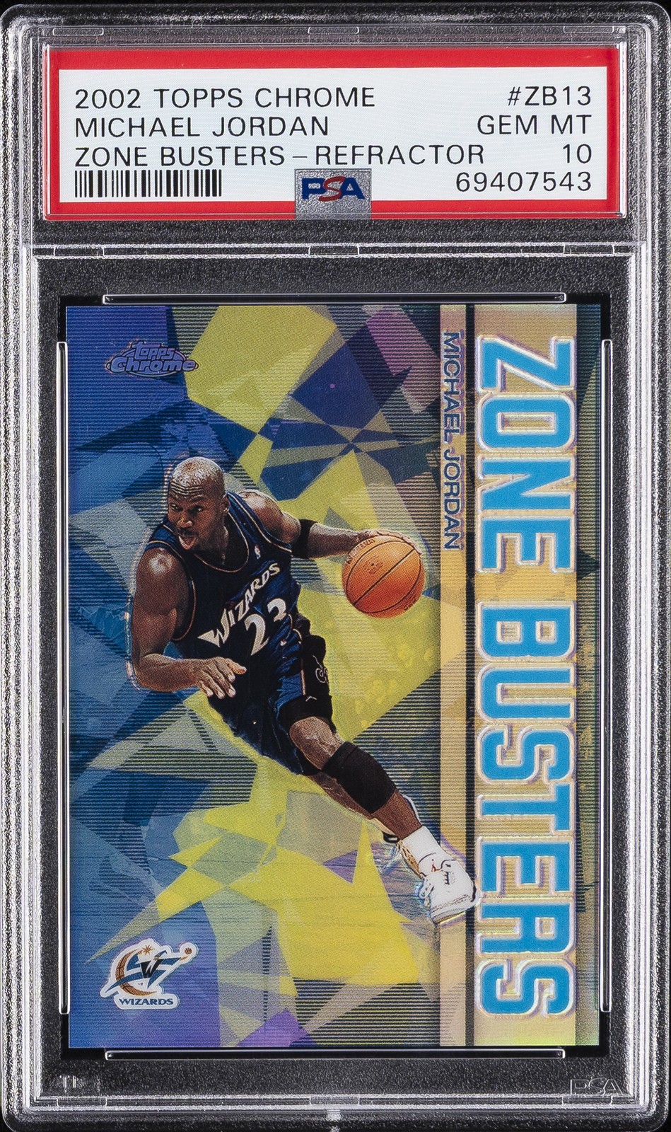 2002 TOPPS CHROME ZONE BUSTERS REFRACTOR #ZB13 MICHAEL JORDAN PSA 10