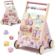 Unicorn Wooden Baby Walker, Adjustable Speed Baby Push Walker