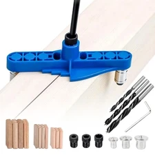 74 PCS Handheld Dowel Jig Kit, 2 in 1 Center Scriber Line Doweling Hole Jig 