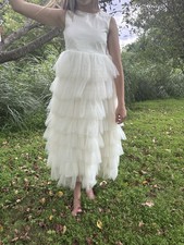 WEAR YOUR LOVE Elegant Formal White Tulle Ruffled Dress Junior Size 8