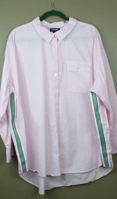 Studio Park Cotton Blend Pink Stripe Shirt, Size 2X