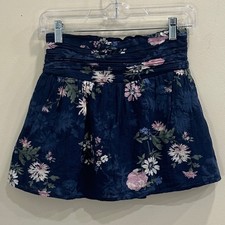 Abercrombie Kids Navy Blue Pink Floral Shirred Ruched Mini Skort Girls 11/12 XS