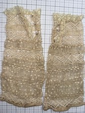 1905 Original Ladies Edwardian fancy open gloves with pearl buttons / Size XS