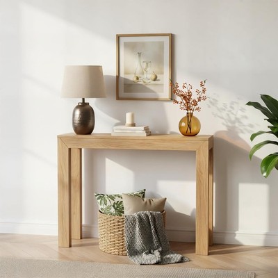 Plank Beam Modern Solid Wood Console Table 46.25 Inch Sofa Table Narrow Entryway