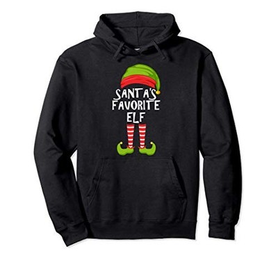 Santa's Favorite Elf Matching Family Christmas Party Pajamas Hoodiefrom JP