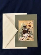 Seasons Greetings Card with White Envelope | Snowman design | By Braille