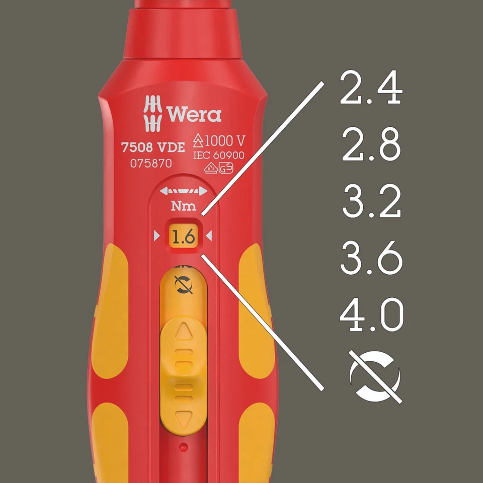 Wera 7508 VDE Safe-Torque Speed Torque Screwdriver 0.4-2.0 Nm 05075870001 - Image 2 of 4