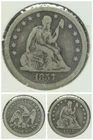 🔥 1857- P SEATED LIBERTY QUARTER FINE
