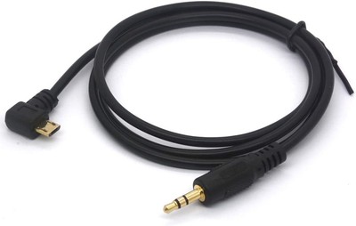 3Ft/1M 90° Micro USB to 3.5mm Cable Car AUX Audio Output Adapter Black 