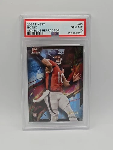 2024 Topps Finest Bo Nix #63 Sky Blue Refractor #/325 RC ROOKIE BRONCOS