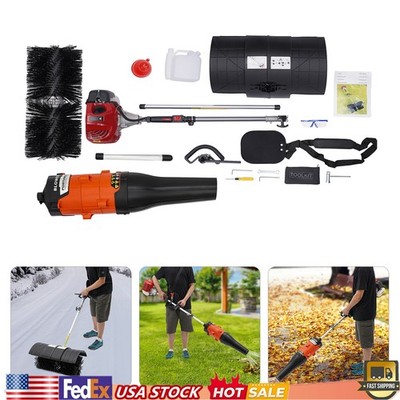 52cc Gas Power Hand Held Sweeper Broom Driveway Turf Artificial Grass Snow Clean