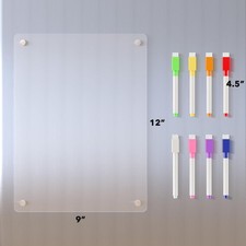 12''x9'' Clear Acrylic Magnetic Whiteboard for Fridge - Memo  Grocery List