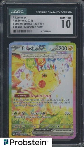 2024 Pokemon SSP EN Special Illustration Rare #238 Pikachu ex CGC 10 GEM MINT