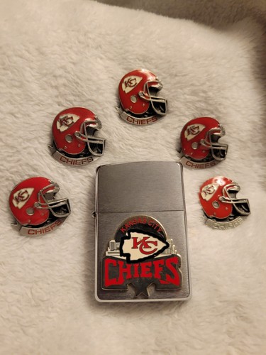 Kansas City Chiefs 3D City Zippo Lighter  & 5 Pewter Helmet Pins SF14