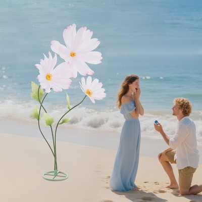 Pink&Green Elegant Daisy Freestanding Giant Artificial Paper Flowers For Wedding