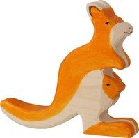 KäNguruh Mit Jungem | Ca. 15 X 2,8 X 13 Cm, Holz, Per StüCk | Holztiger | 80193