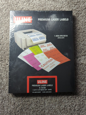 Uline Premium Laser Labels 4''x2'' 1000 Labels/Box Yellow S-3847Y Brand New